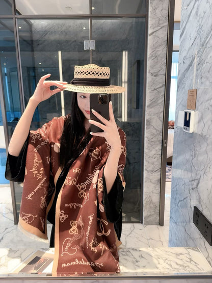 2026 New Handwritten Heart Cashmere Scarf – Playful Graffiti Design, Soft & Cozy Winter Wrap