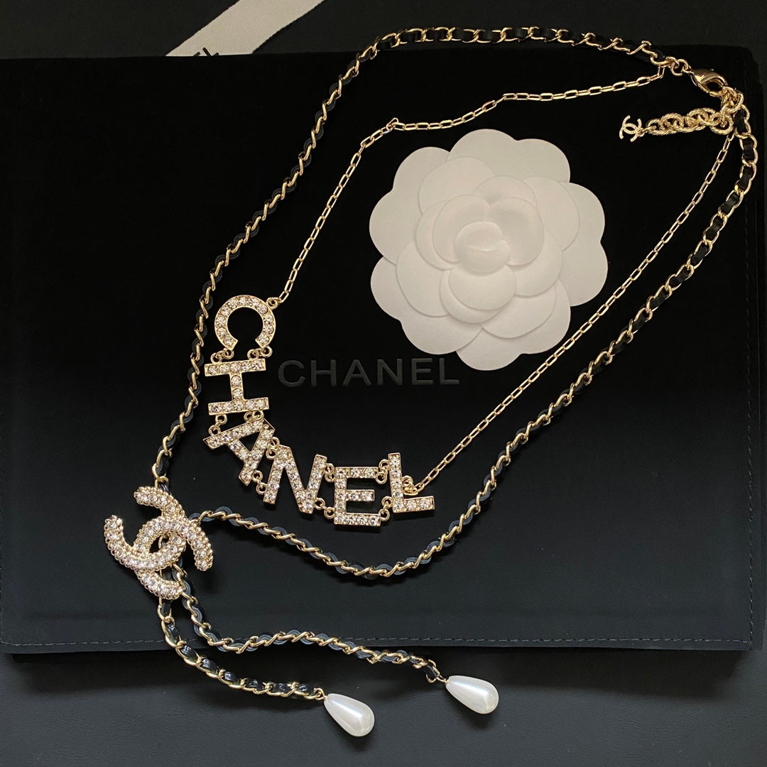 Collar doble de diamante de moda