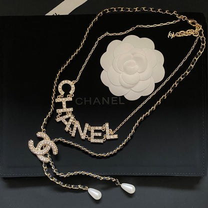 Collar doble de diamante de moda
