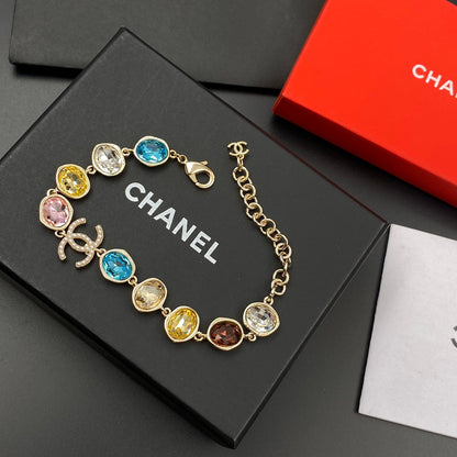 Pulsera ajustable de diamantes de cristal de colores