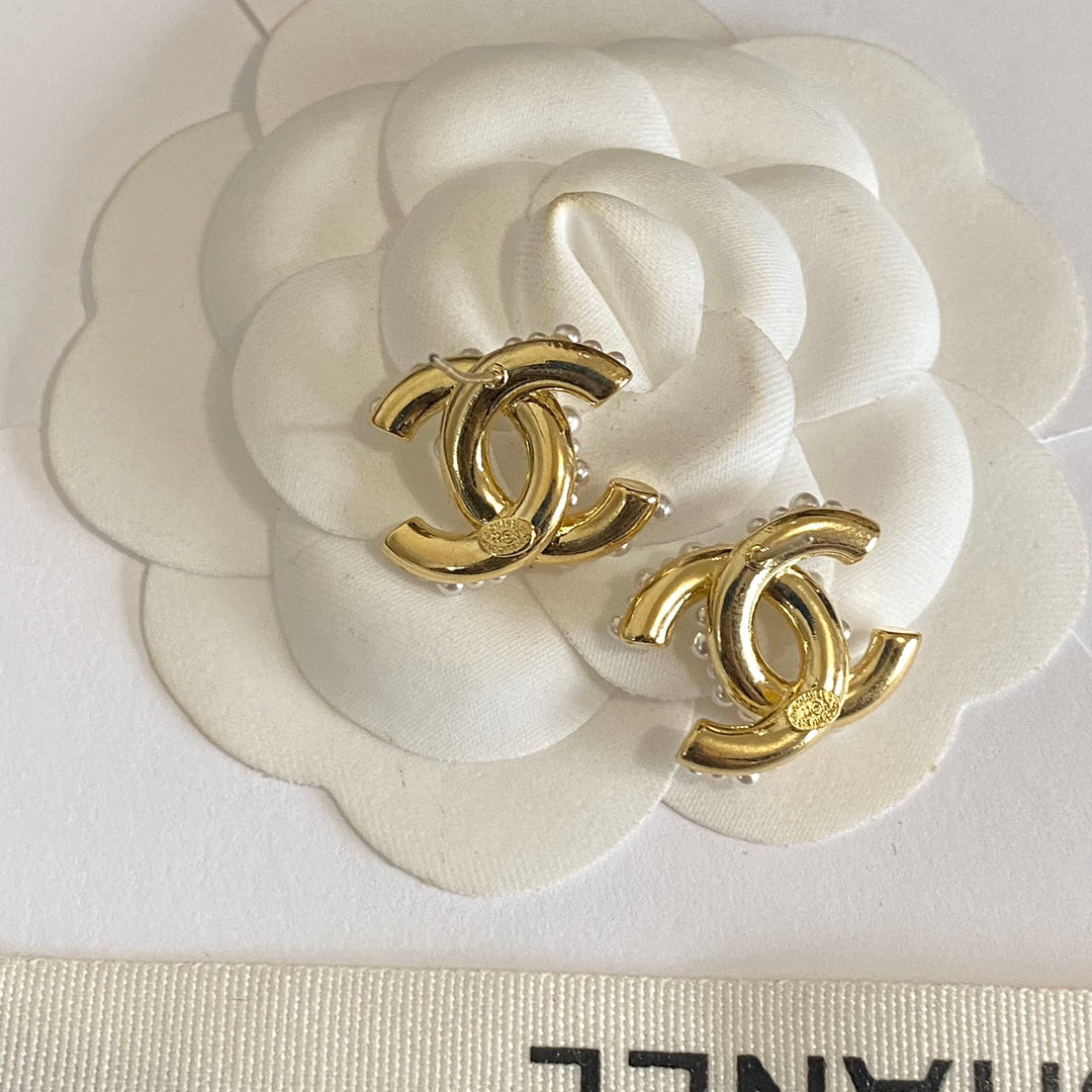 Pendientes de perlas y pedrería elegantes
