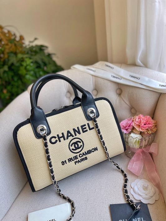 Bolso tote de cadena tejido bordado