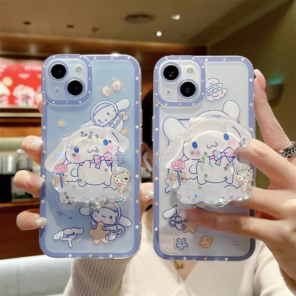 Funda transparente con soporte de dibujos animados