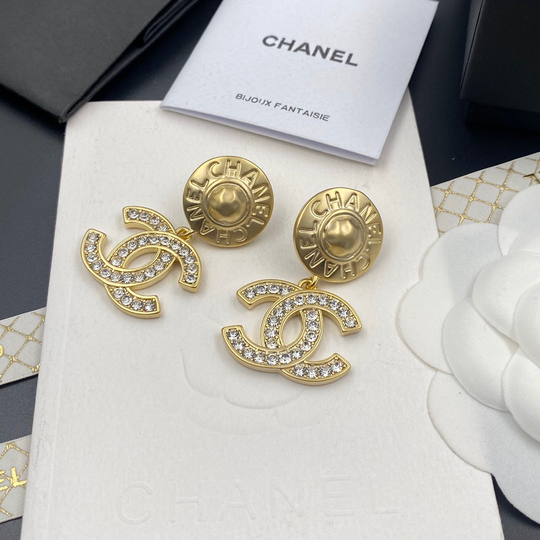 Boucles d'oreilles pendantes diamant lettre tempérament