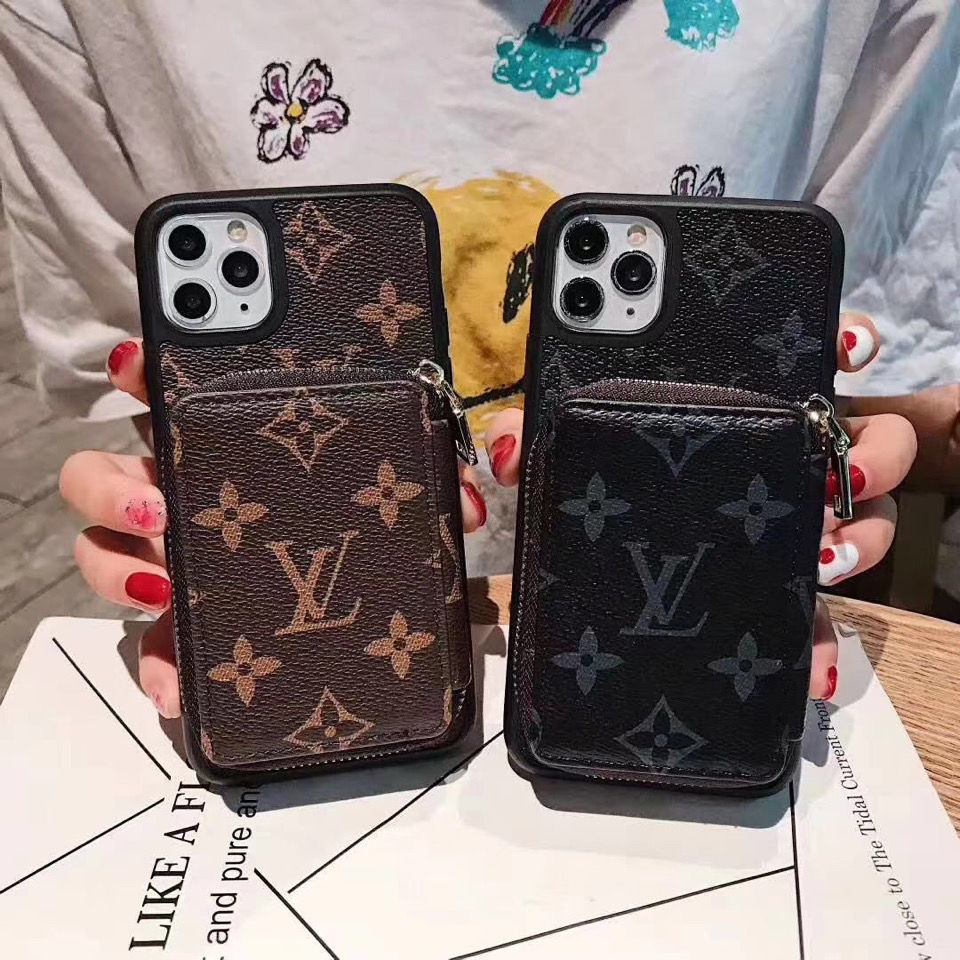 Étui en cuir style portefeuille zippé