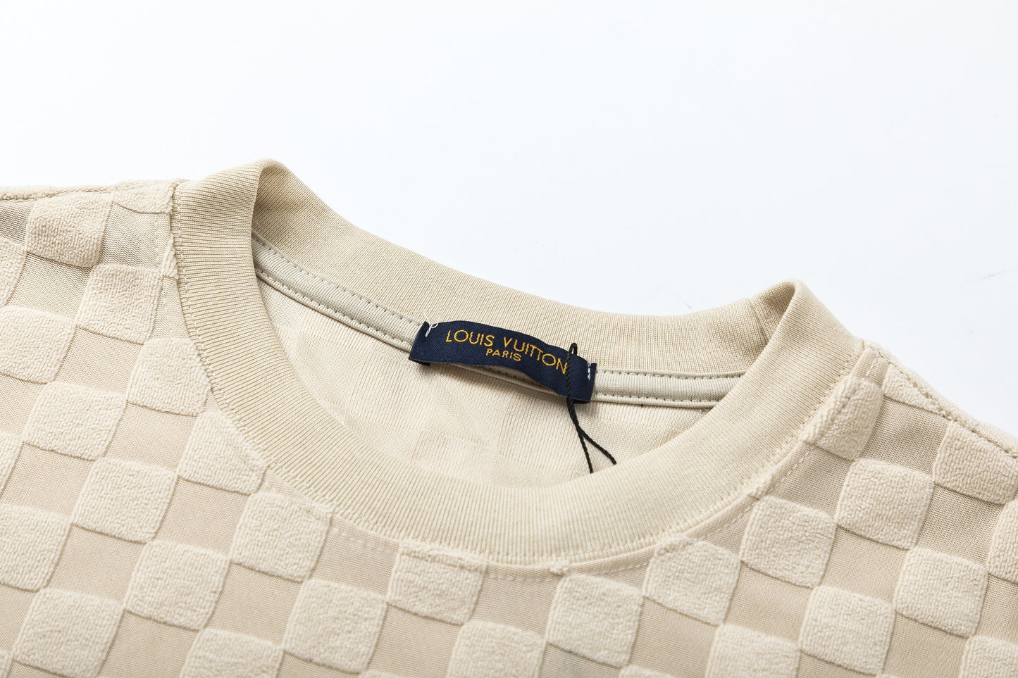 T-shirt en coton molletonné à motif damier en relief