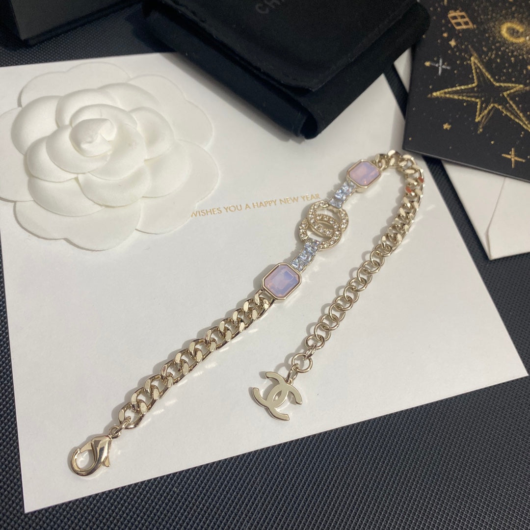 Pulsera Colgante de Cristal Morado de Fantasía