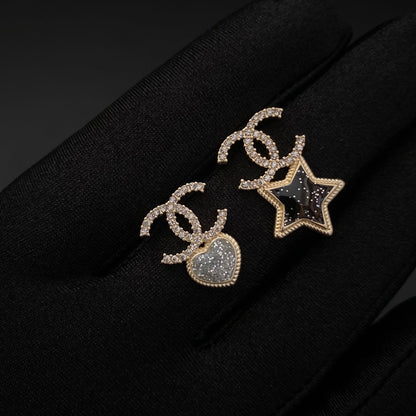 Pendientes de diamantes con estrella asimétrica