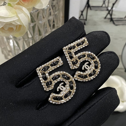 Aretes de Cuero con Diamantes de Imitación (5 unidades)