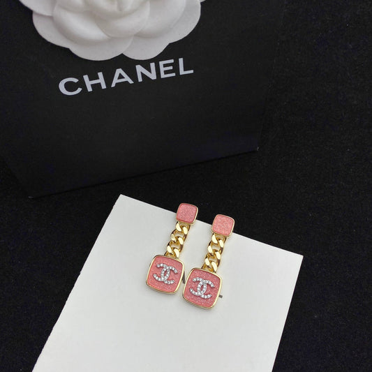 Aretes Rosados Esmaltados Brillantes