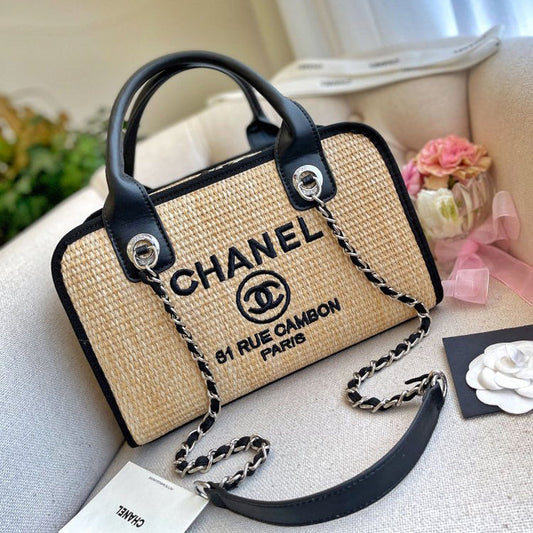 Bolso tote de cadena tejido bordado