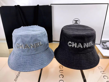 Sombrero de cubo de mezclilla con logo de diamante