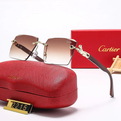 Lunettes de soleil tête de léopard carrées sans monture 2215