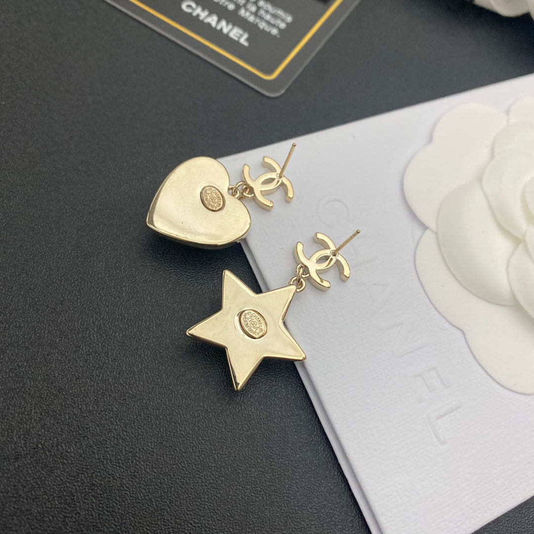 Pendientes de gota con forma de corazón y estrella