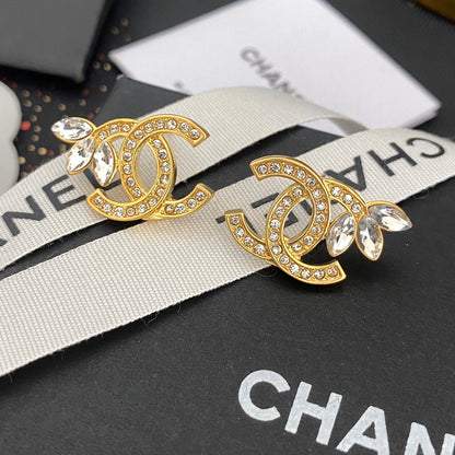 Pendientes de botón con logotipo de diamante Waterdrop
