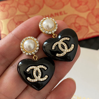 Aretes y collar Corazón Negro
