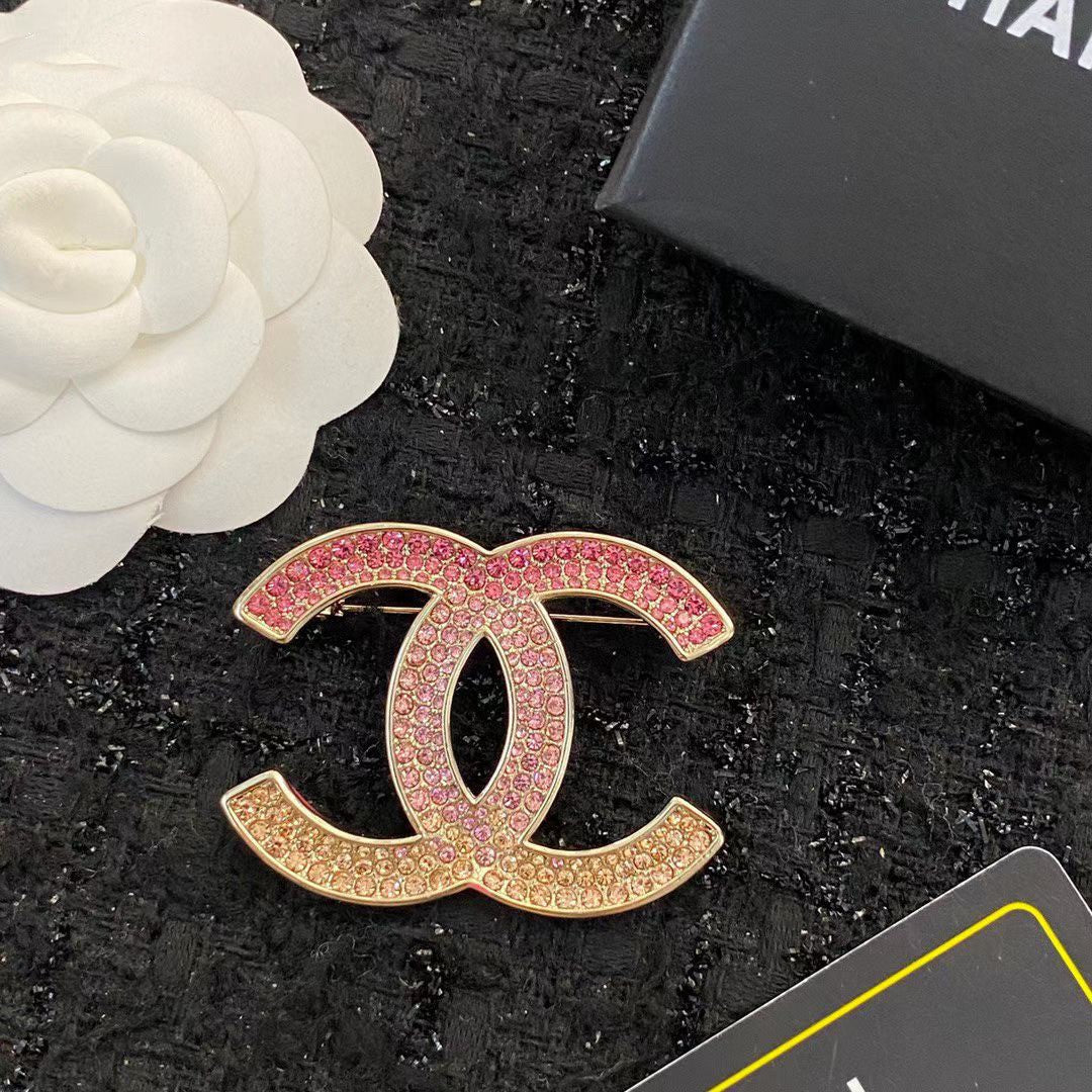 Broche de diamantes de imitación rosa degradado