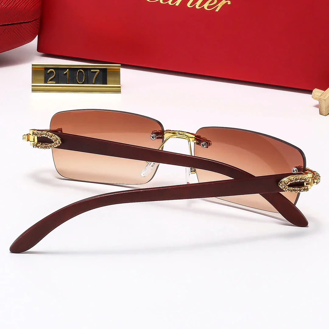 Lunettes de soleil sans monture diamant 6 couleurs 2107