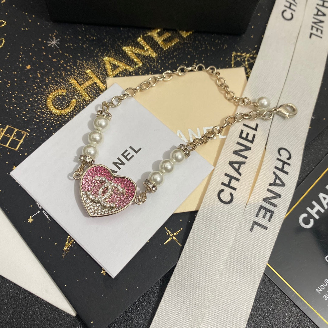 Bracelet Cœur en Strass et Perles