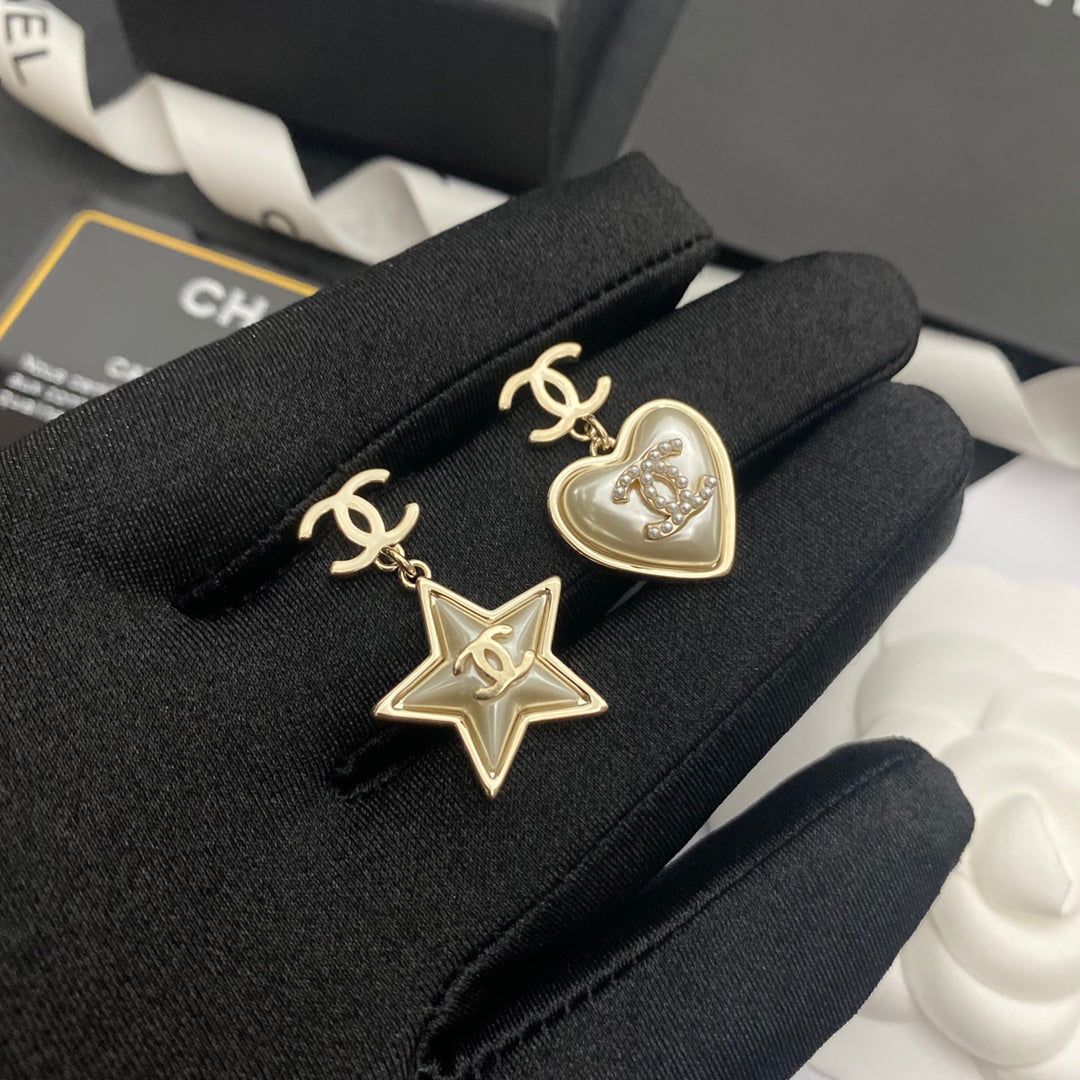 Pendientes de gota con forma de corazón y estrella