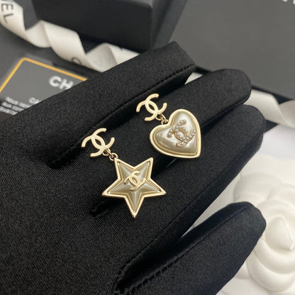 Pendientes de gota con forma de corazón y estrella
