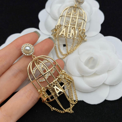 Pendientes de cadena Jaula de pájaros