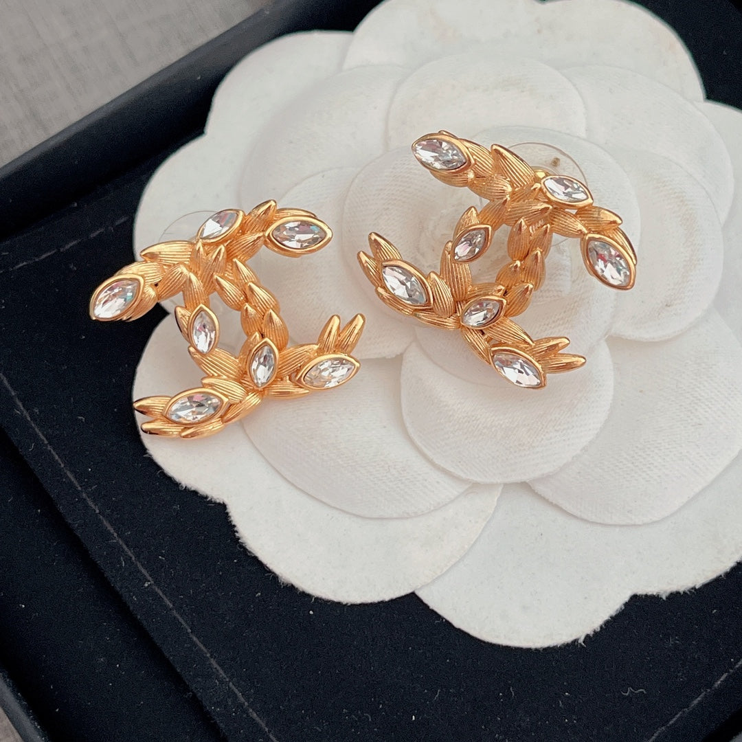 Pendientes de diamante en forma de espiga de arroz