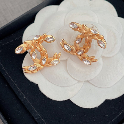 Pendientes de diamante en forma de espiga de arroz