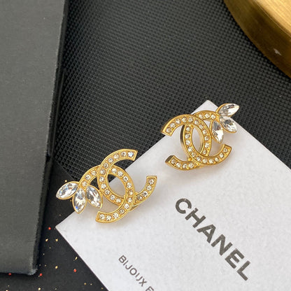 Pendientes de botón con logotipo de diamante Waterdrop