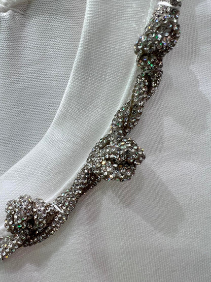 T-shirt ras du cou fait main avec strass