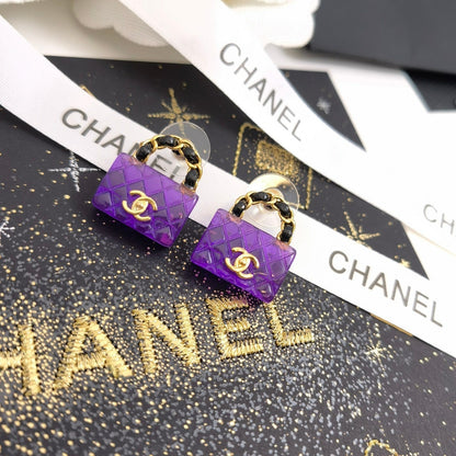 Boucles d'oreilles sac élégantes violettes