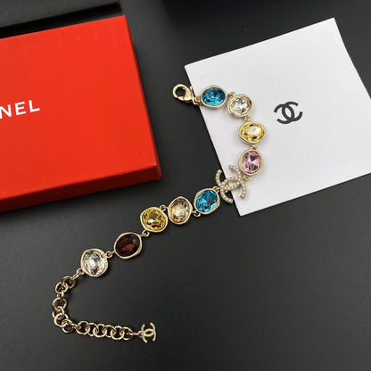 Pulsera ajustable de diamantes de cristal de colores