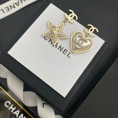 Pendientes de gota con forma de corazón y estrella