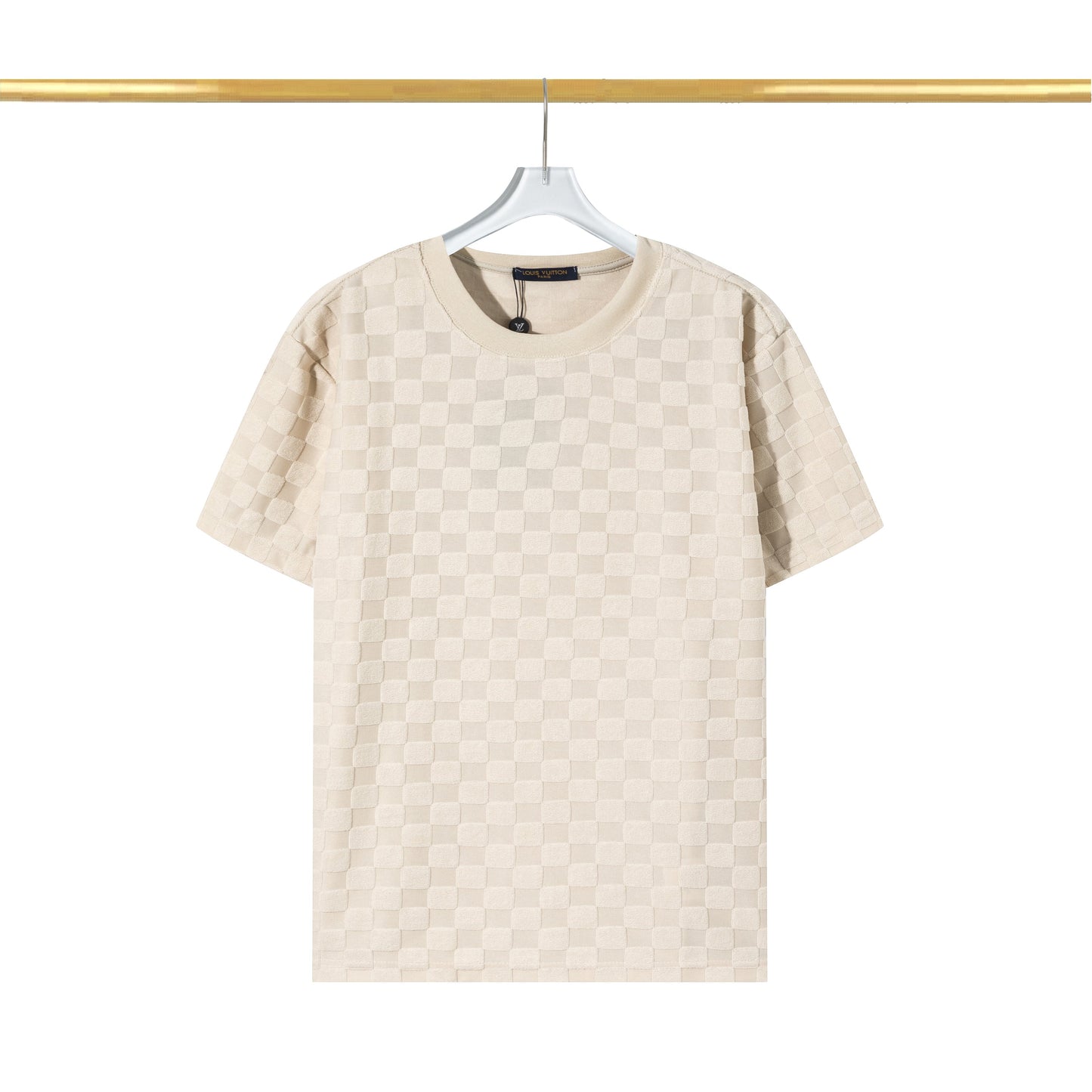 T-shirt en coton molletonné à motif damier en relief