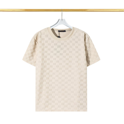 T-shirt en coton molletonné à motif damier en relief