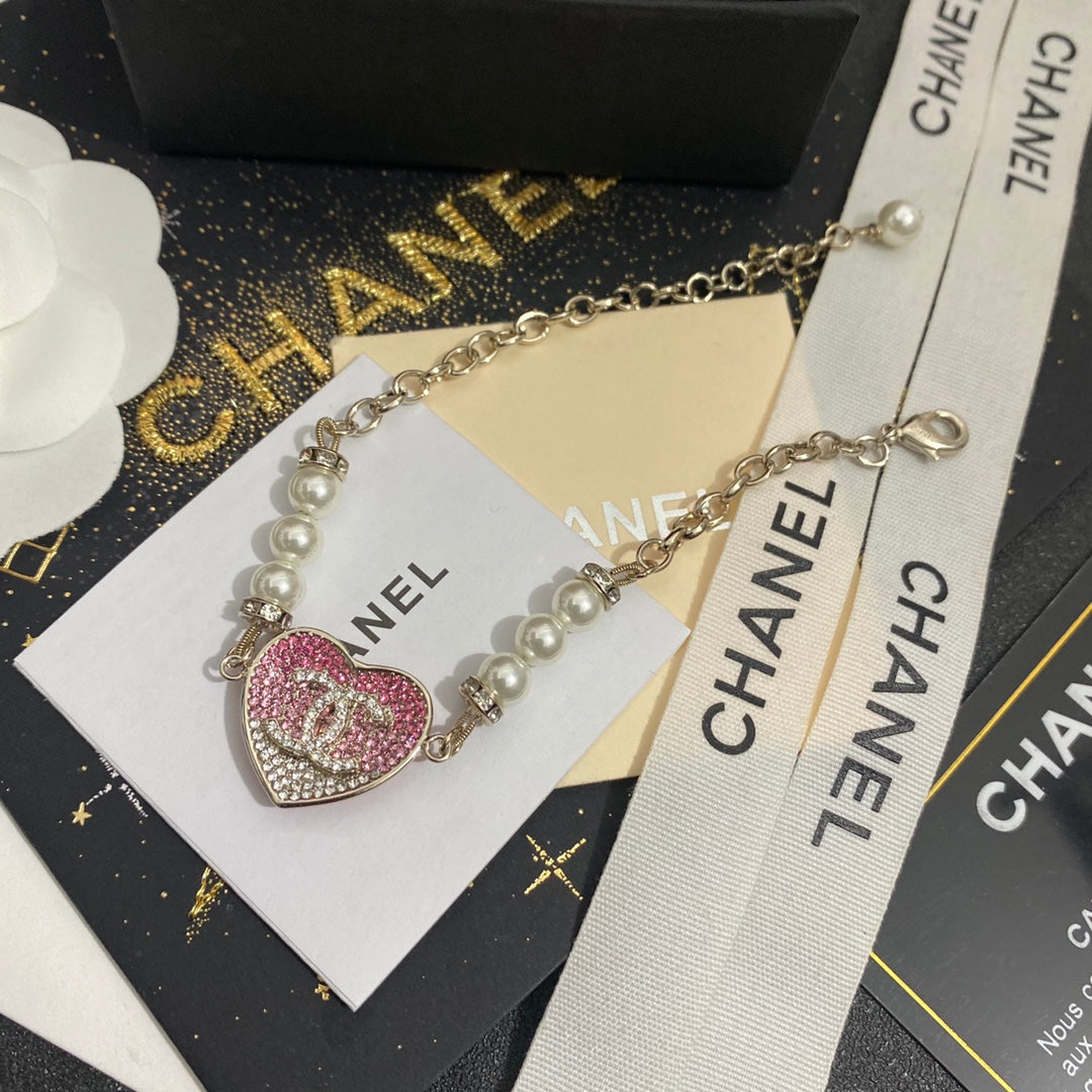 Bracelet Cœur en Strass et Perles