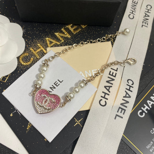 Pulsera Corazón de Perlas y Diamantes de Imitación