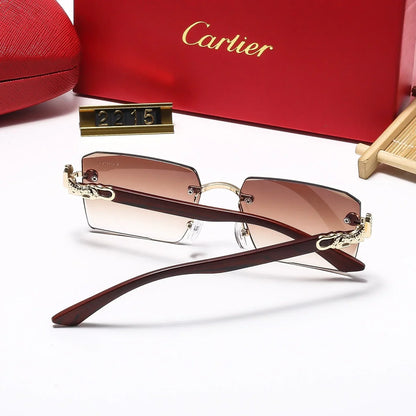 Lunettes de soleil tête de léopard carrées sans monture 2215