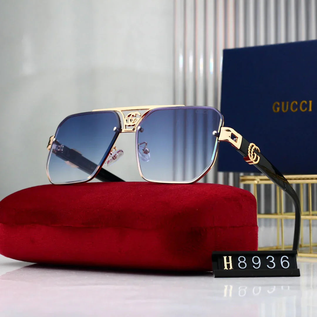 Gafas de sol poligonales con logo metálico de moda 8936