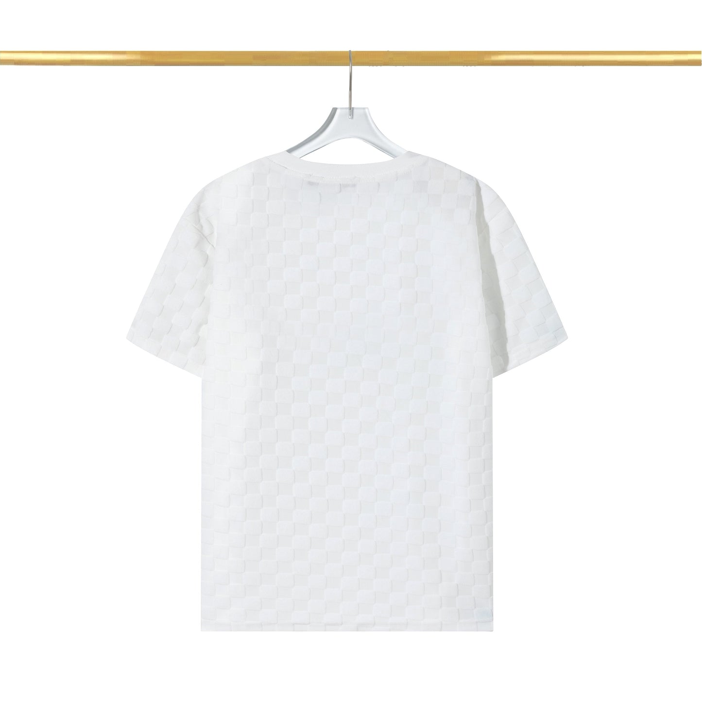 T-shirt en coton molletonné à motif damier en relief