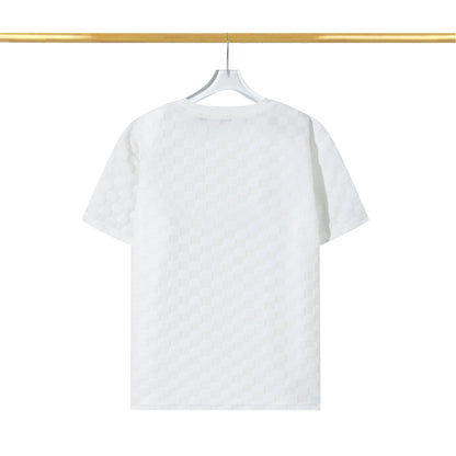 T-shirt en coton molletonné à motif damier en relief