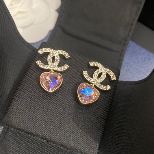 Pendientes de Zirconia Corazón Láser Brillante