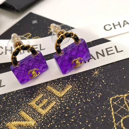 Boucles d'oreilles sac élégantes violettes