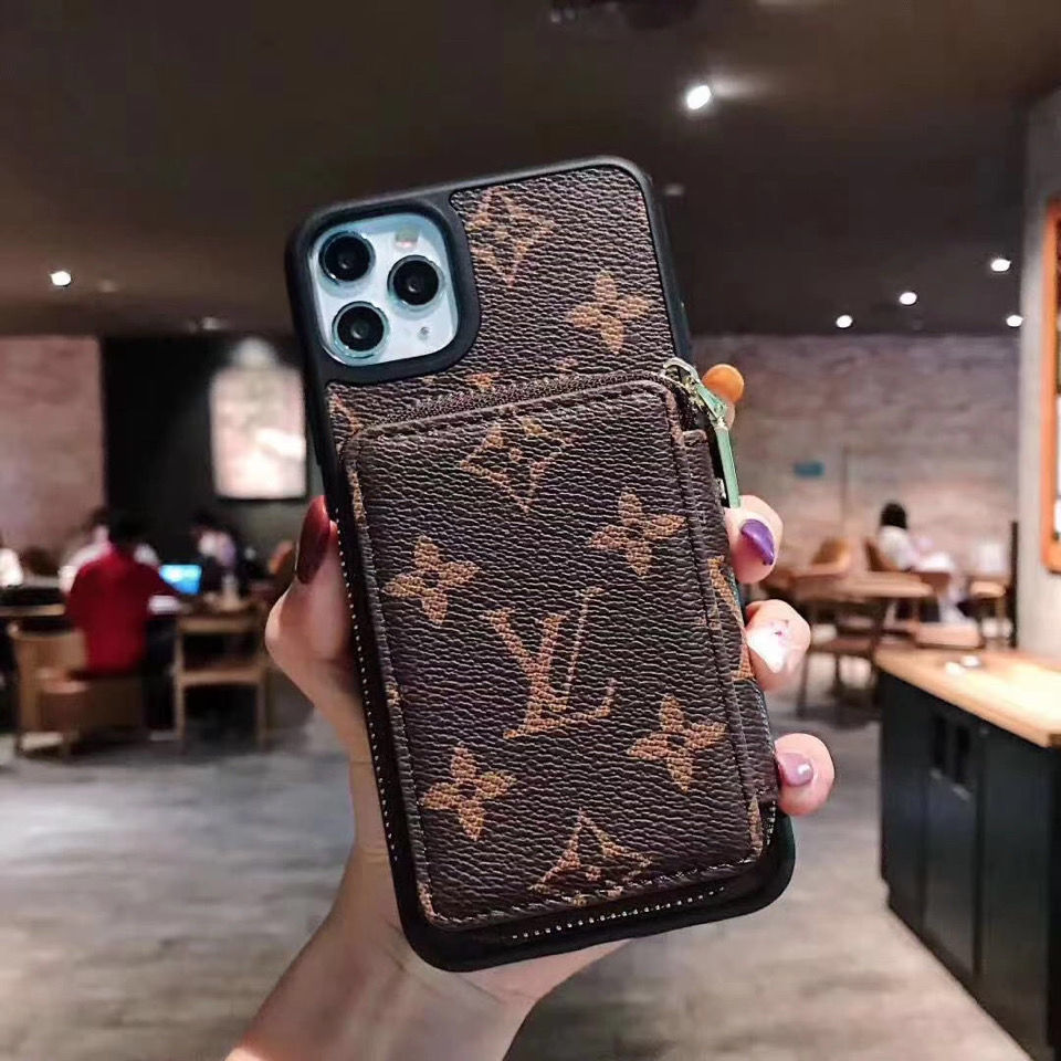 Étui en cuir style portefeuille zippé