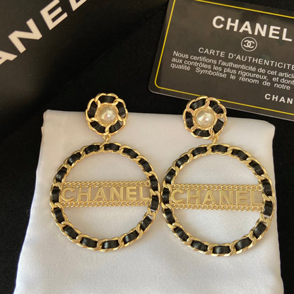 Boucles d'oreilles créoles larges en cuir tressé, fantaisie
