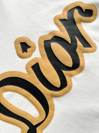 T-shirt à manches courtes et col rond en mousse avec logo en cuir