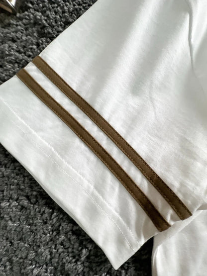 T-shirt à manches courtes et col rond en mousse avec logo en cuir
