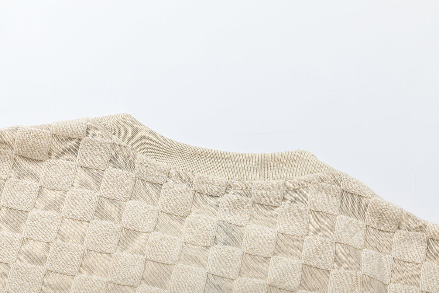 T-shirt en coton molletonné à motif damier en relief