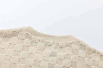 T-shirt en coton molletonné à motif damier en relief