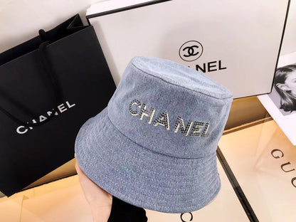 Sombrero de cubo de mezclilla con logo de diamante